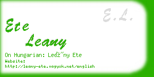 ete leany business card